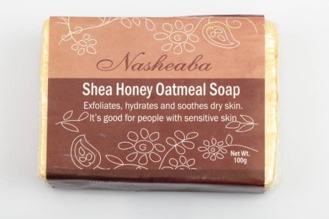 Shea Butter Soap enrich with honey and oat for exfoliation, hydration and soothing of dry & sensitive skins